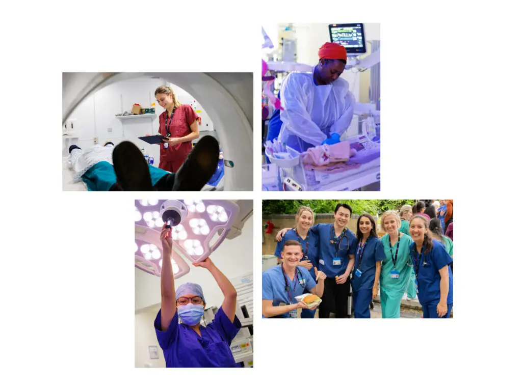 Image montage with pictures of healthcare professionals